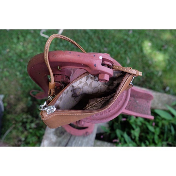 Camel Brown Leather Coach Wristlet - Picture 5 of 5